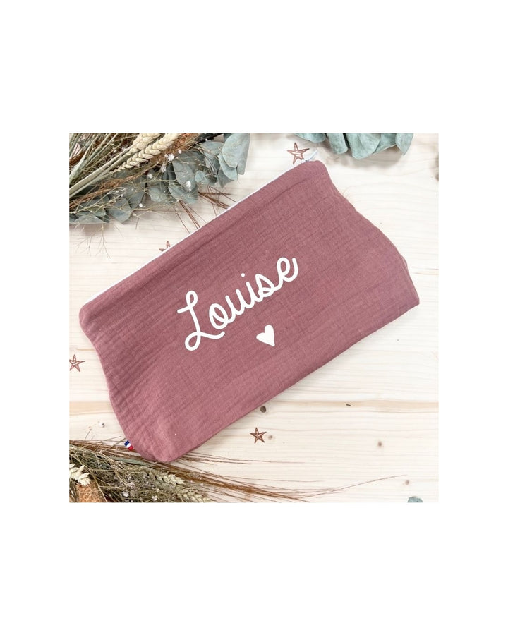 Trousse personnalisée double gaze de coton - Cadeau maîtresse