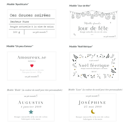 Bougie parfumée personnalisée - Modèle baptême