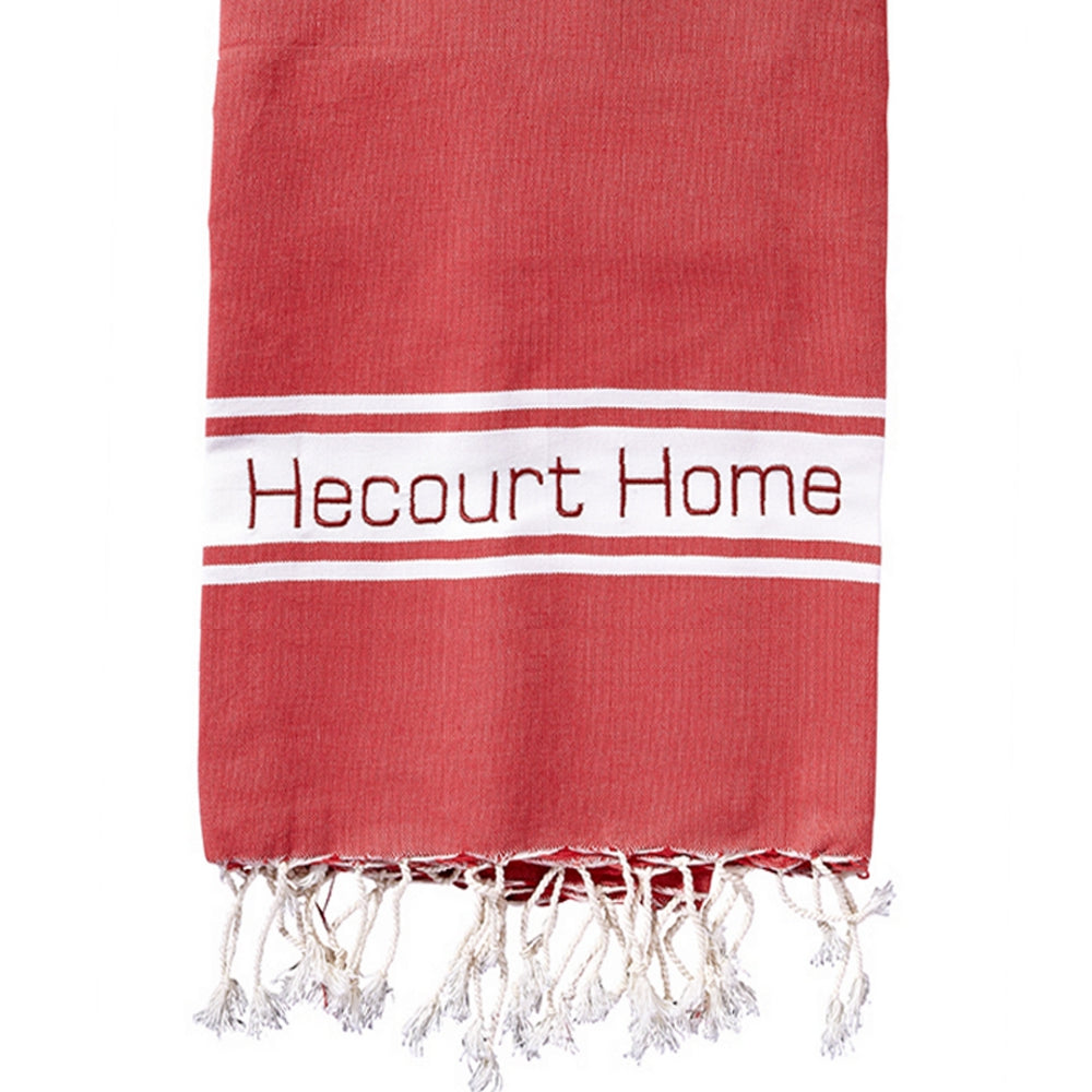 fouta-rouge-personnalisation-plage-soleil-bronzage-frange-artisanal