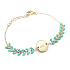 Bracelet personnalisé - Epis émaillés turquoise Plaqué or