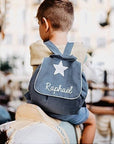 Personalized linen baby backpack