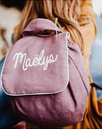 Personalized linen baby backpack