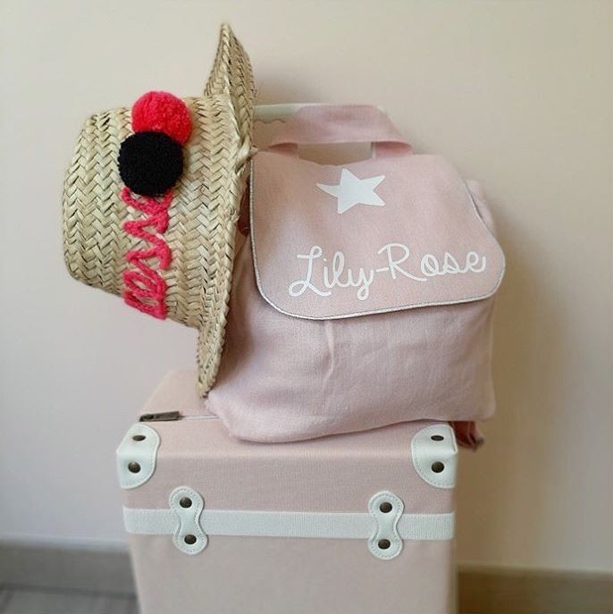 Personalized linen baby backpack