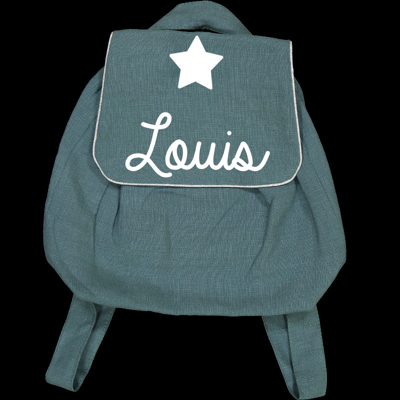 Personalized linen baby backpack