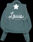 Personalized linen baby backpack