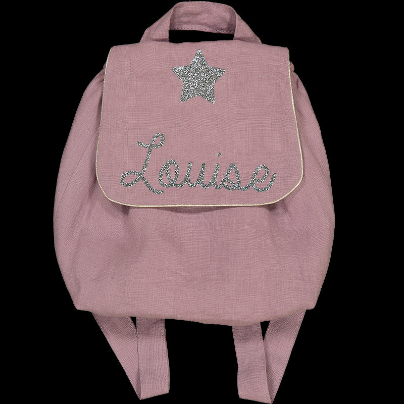 Personalized linen baby backpack