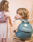 Personalized linen baby backpack