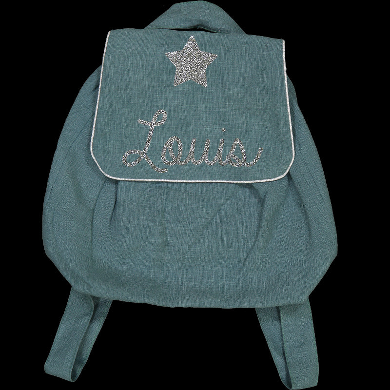 Personalized linen baby backpack