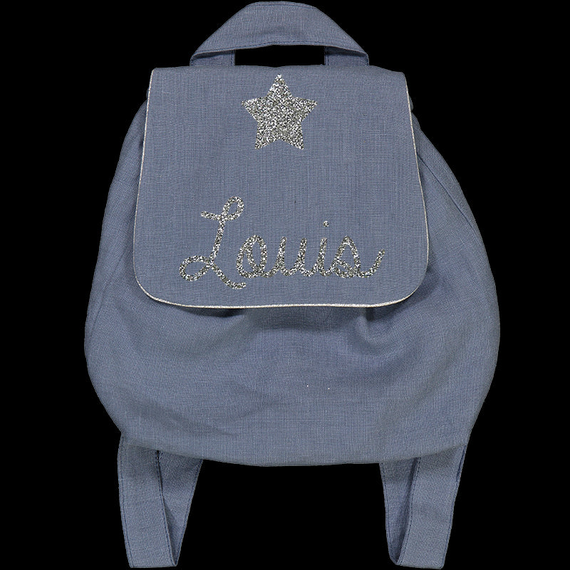 Personalized linen baby backpack