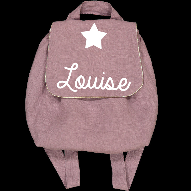 Personalized linen baby backpack