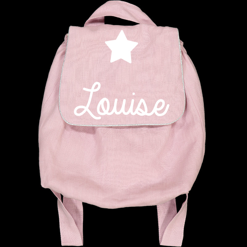 Personalized linen baby backpack