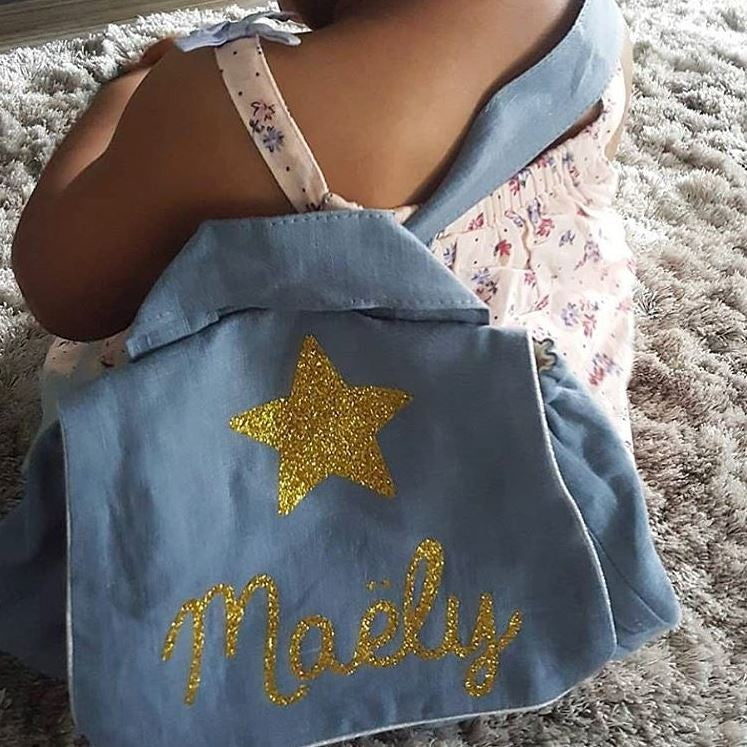 Personalized linen baby backpack