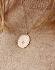 Collier personnalisé - Médaille rose des vents - Plaqué Or