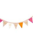 Garland of fuchsia pink liberty pennants for personalized girl - Birth gift