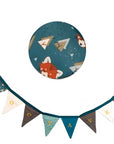 Personalized little fox boy pennant garland - Birth gift