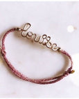 Personalized bracelet - Word on glittery thread kids