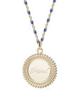 Personalized enameled chain necklace - Sun medal - Gold plated