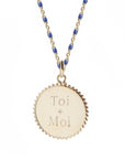 Personalized enameled chain necklace - Sun medal - Gold plated