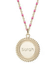 Personalized enameled chain necklace - Sun medal - Gold plated