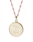 Personalized enameled chain necklace - Sun medal - Gold plated