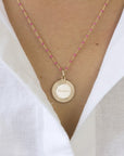 Personalized enameled chain necklace - Sun medal - Gold plated