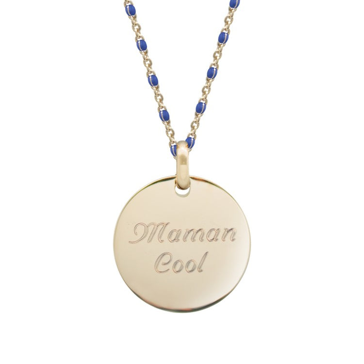 collier-bleu-chaine-emaillee-medaille-personnalise-plaque-or