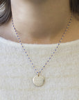 Personalized enameled chain necklace - Simple medal - Gold plated