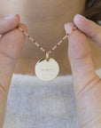 Personalized enameled chain necklace - Simple medal - Gold plated