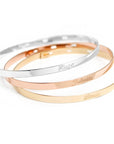 Trio of personalized ribbon bangle - Silver-Gold plated-Rose gold