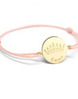 Personalized cord bracelet - Queen crown - Gold plated