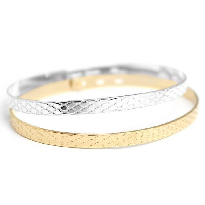Duo de joncs écaillés - Argent et Plaqué Or