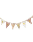 Personalized girl's pink-gold triangle pennant garland - Birth gift