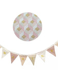 Personalized girl's pink-gold triangle pennant garland - Birth gift