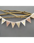 Personalized girl's pink-gold triangle pennant garland - Birth gift