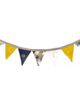 Personalized blue-beige triangle pennant garland for boy - Birth gift