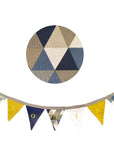 Personalized blue-beige triangle pennant garland for boy - Birth gift