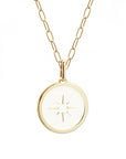 Personalized ivory medal pendant - Gold plated - Compass rose