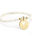 Gold Plated Pearl Bracelet - Heart Medal - Ivory or Black