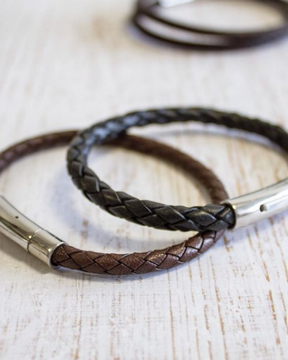 Bracelet homme personnalisé acier & cuir - L'épicurien