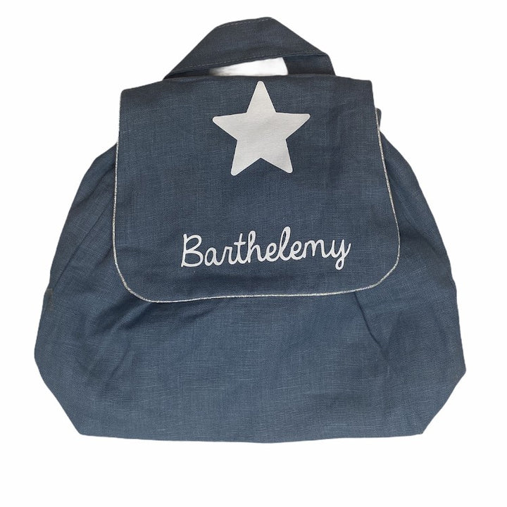 Sac à dos bébé déjà personnalisé Barthelemy bleu