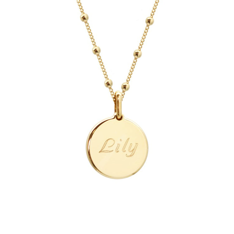 Personalized fine stone necklace - Beaded chain - Gold plated