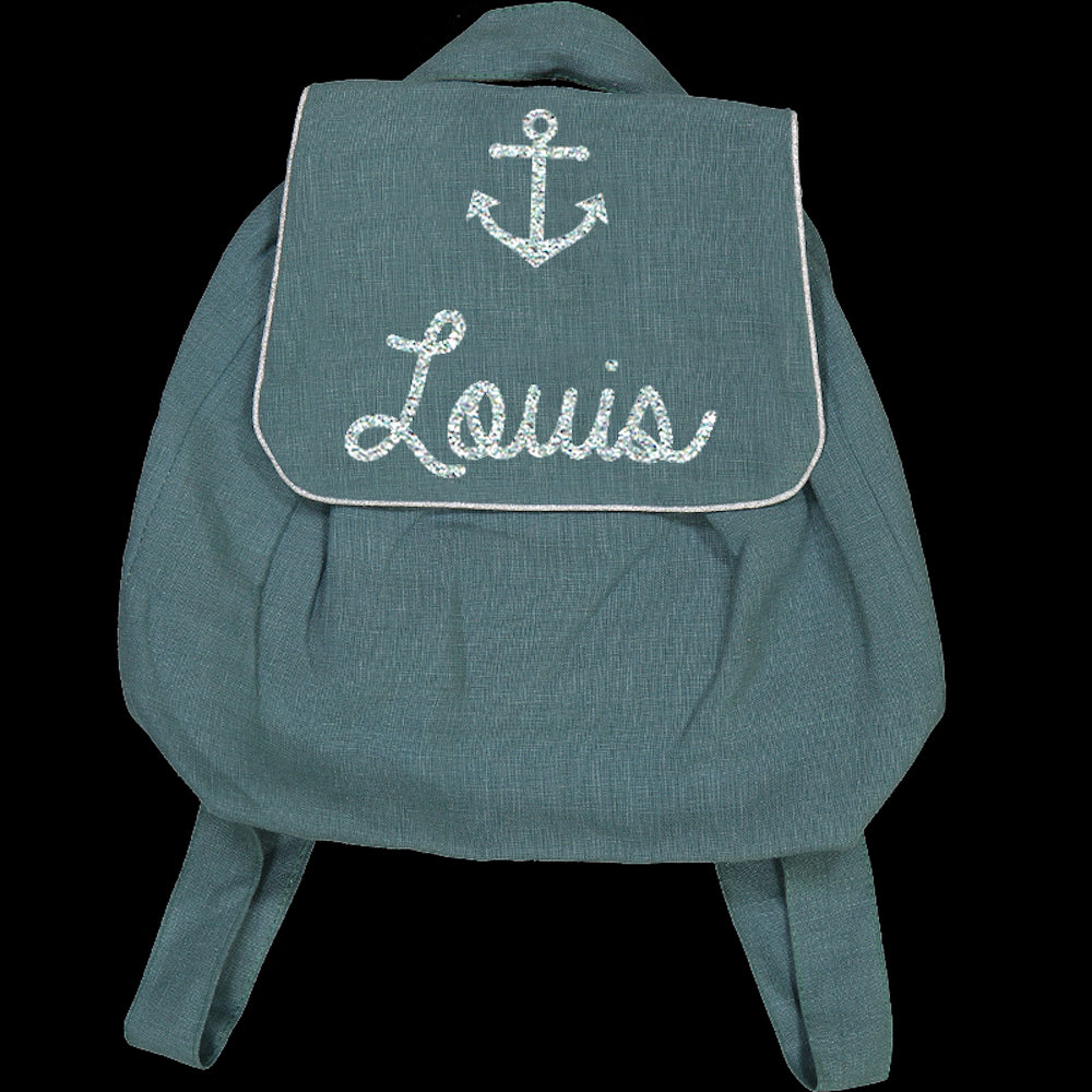 Personalized linen baby backpack