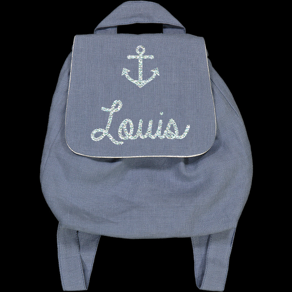 Personalized linen baby backpack