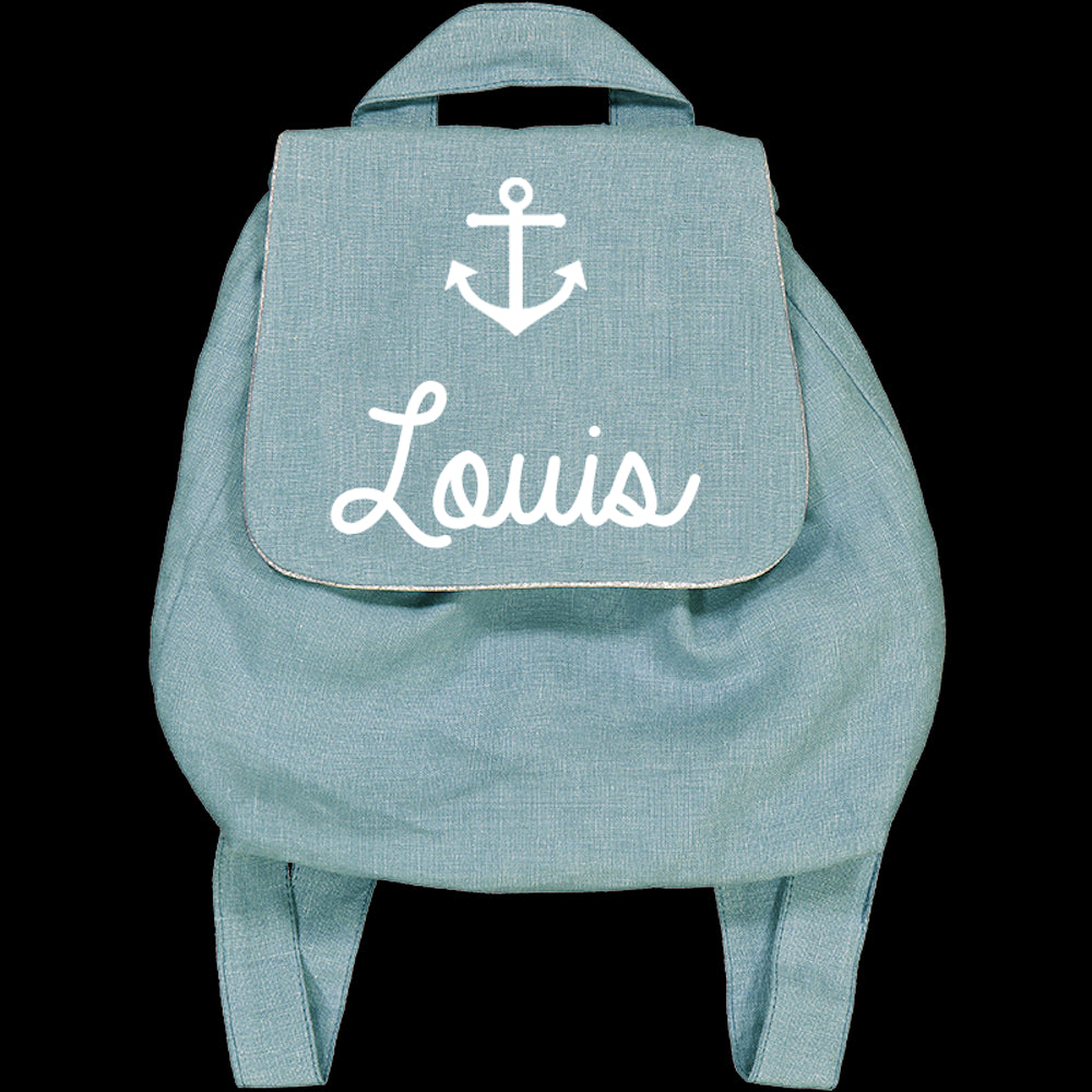 Personalized linen baby backpack