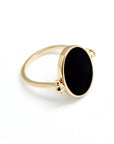 Personalized ring - Gold plated and black enamel