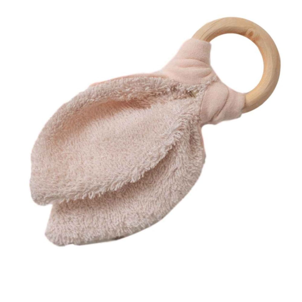 Anneau de dentition bébé personnalisé - Bois naturel & Coton