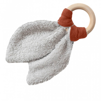 Anneau de dentition bébé personnalisé - Bois naturel & Coton