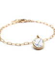 Elongated mesh bracelet - Personalized fine stone - Gold plated