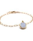 Elongated mesh bracelet - Personalized fine stone - Gold plated