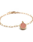 Elongated mesh bracelet - Personalized fine stone - Gold plated